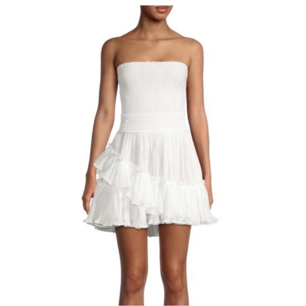 Ramy Brook White Ruffled Sleeveless Dress